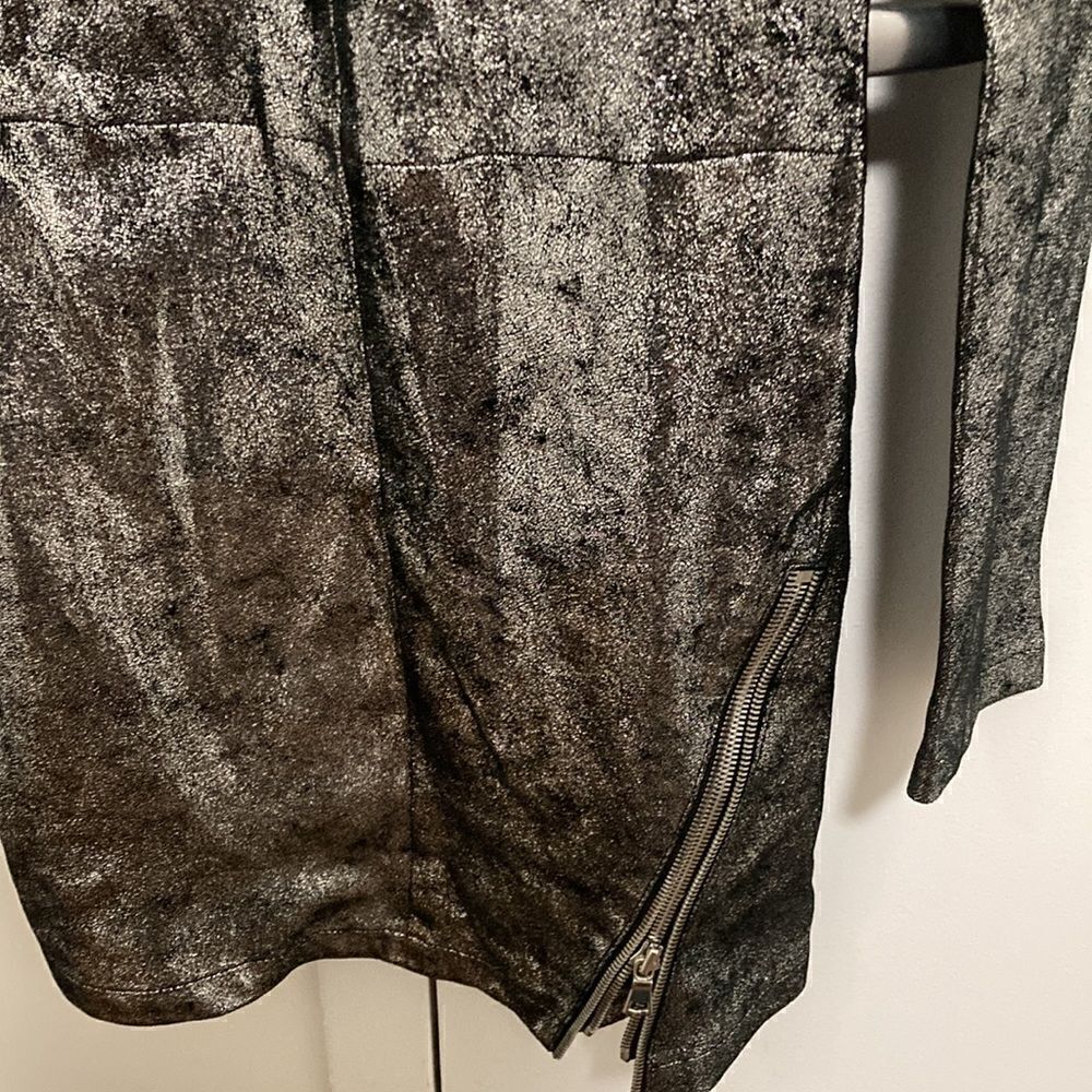 RTA Calfskin Silver Metallic Leather Mini Dress with Exposed Zippers. Size 0. - Picture 4 of 11